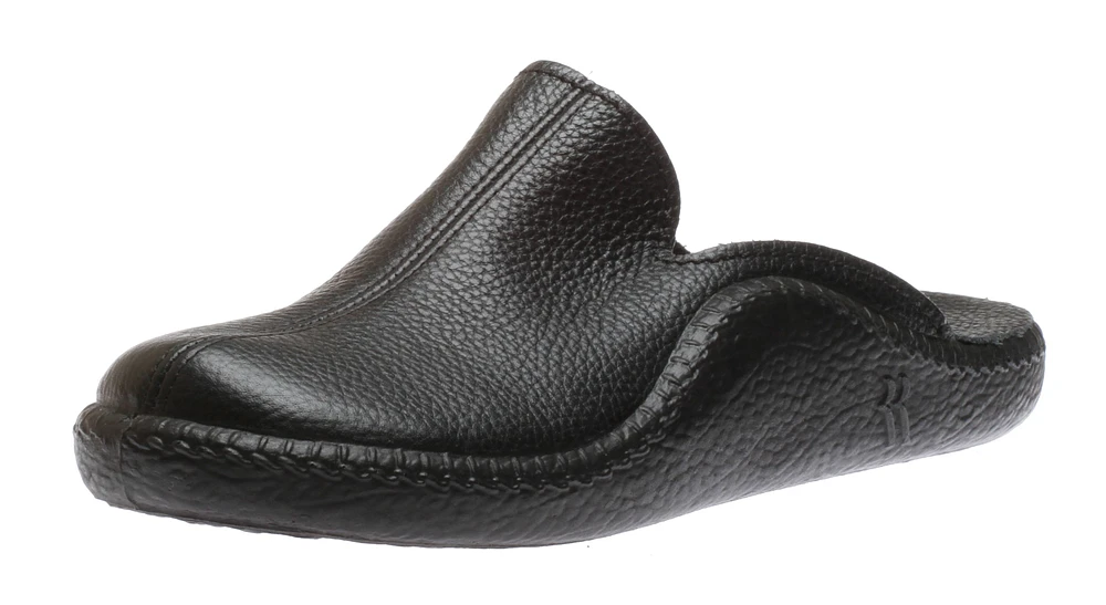 Monaco 202G Black Leather Slipper