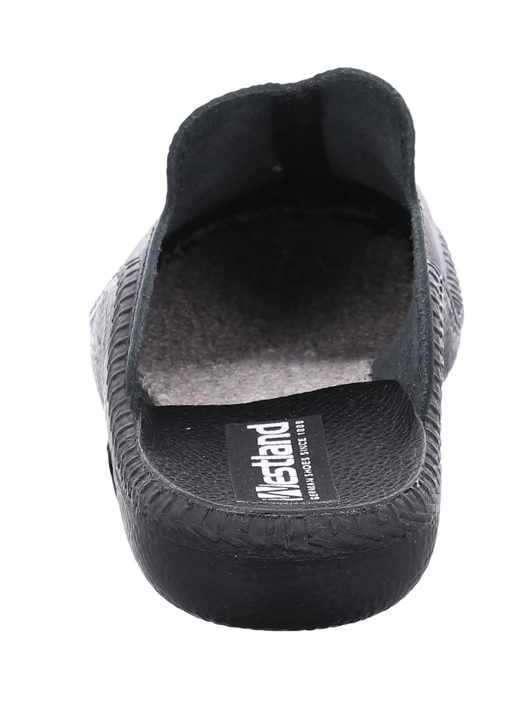 Monaco 202G Black Leather Slipper