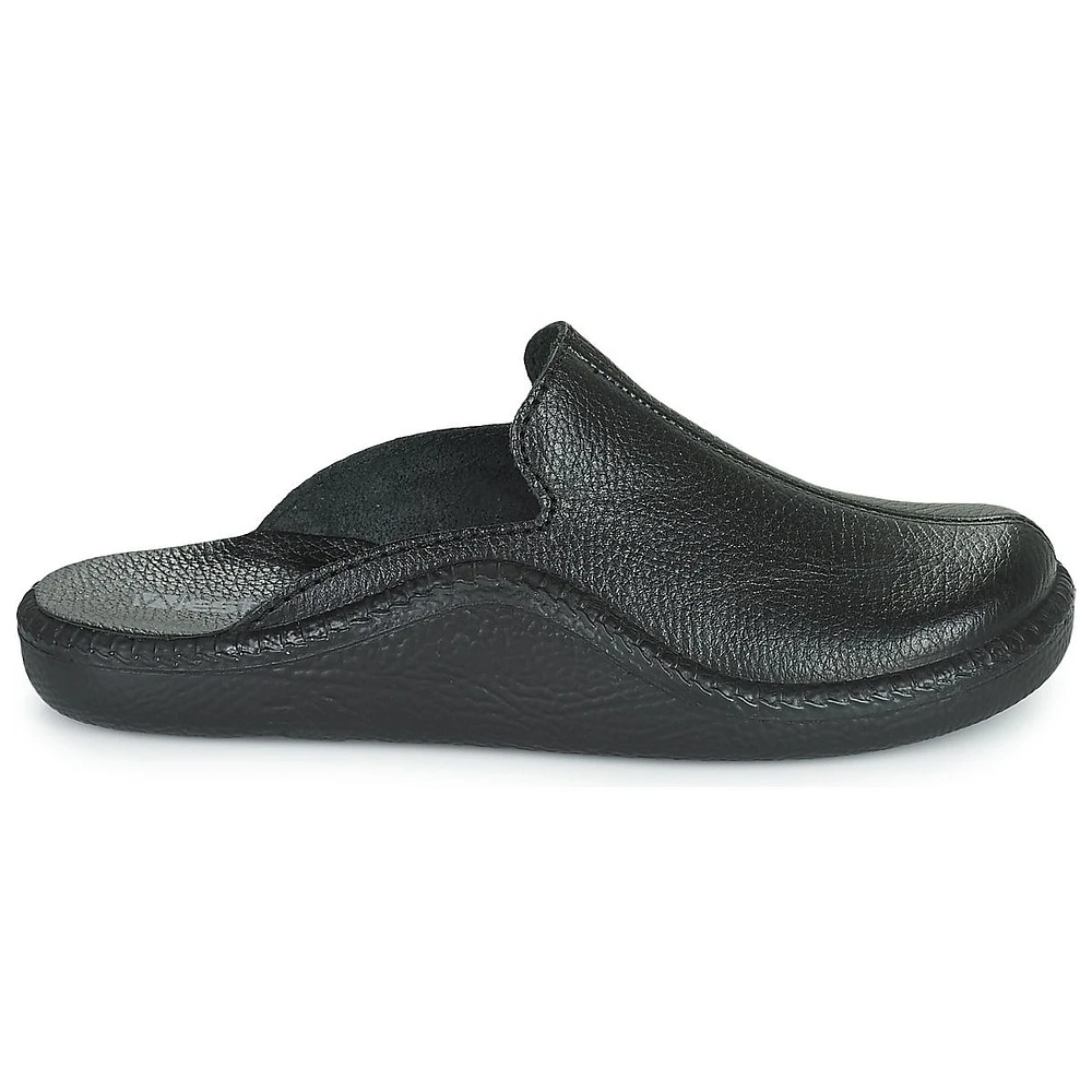 Monaco 202G Black Leather Slipper