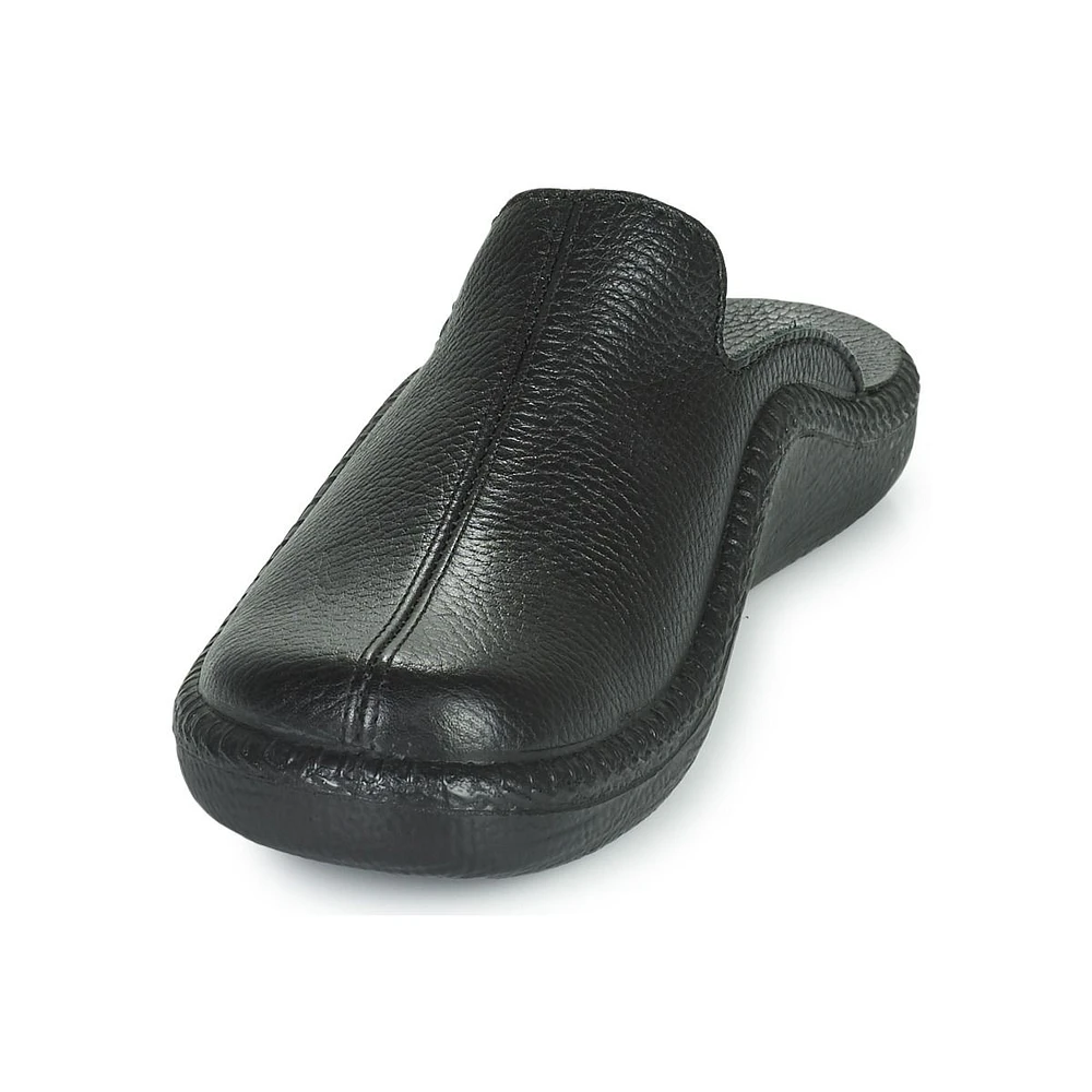 Monaco 202G Black Leather Slipper