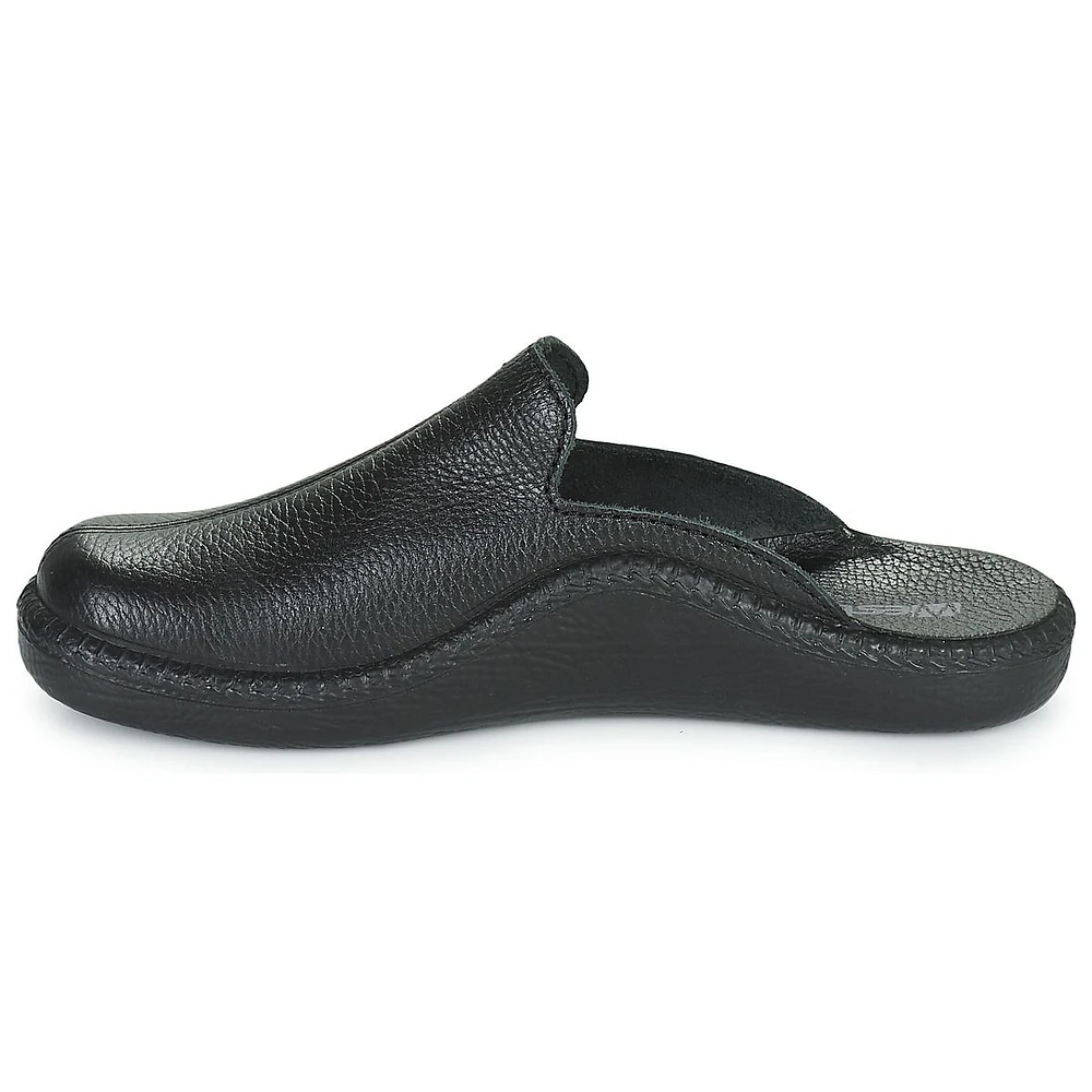 Monaco 202G Black Leather Slipper