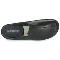 Monaco 202G Black Leather Slipper