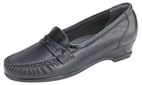 Easier Black Leather Slip On Wedge Loafer