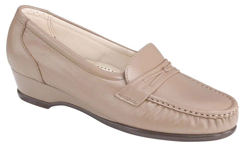 Easier Mocha Leather Slip On Wedge Loafer