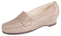 Easier Mocha Leather Slip On Wedge Loafer