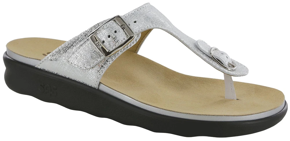 Sanibel Shiny Silver Thong Sandal