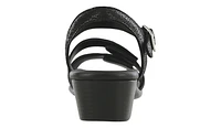 Savannah Black Leather Heel Strap Sandal