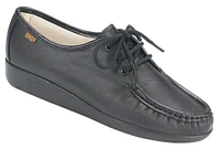 Siesta Black Leather Lace-Up Loafer