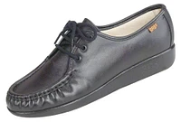 Siesta Black Leather Lace-Up Loafer