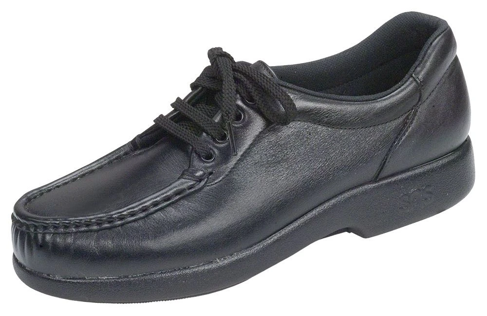 Take Time Black Leather Lace-Up Loafer