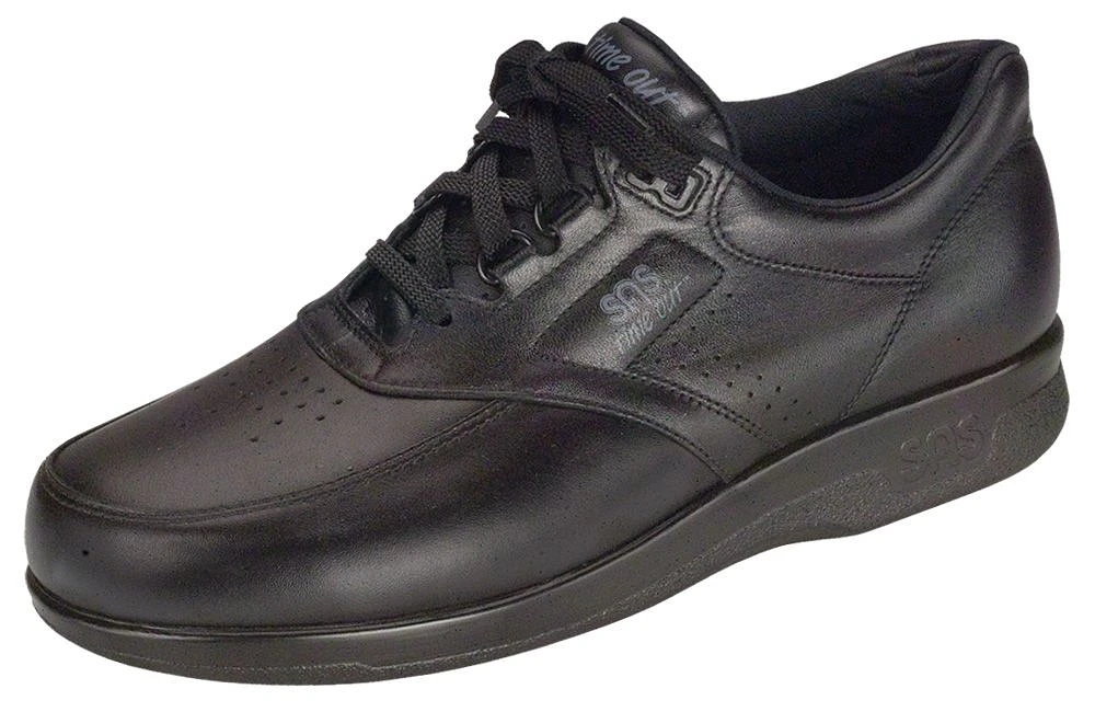 Time Out Black Leather Walking Shoe