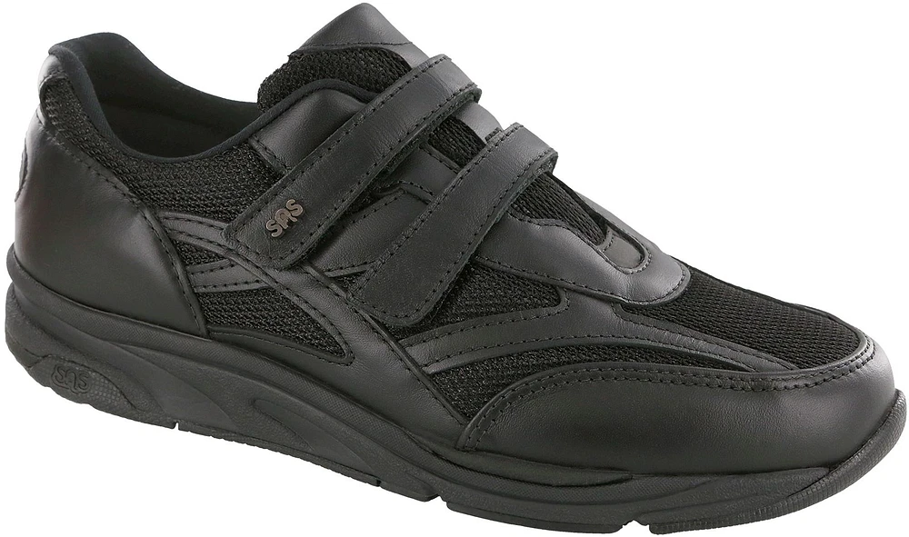 TMV Black Leather Mesh Walking Shoe