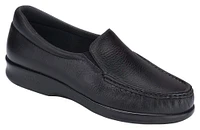 Twin Black Leather Slip-On Loafer