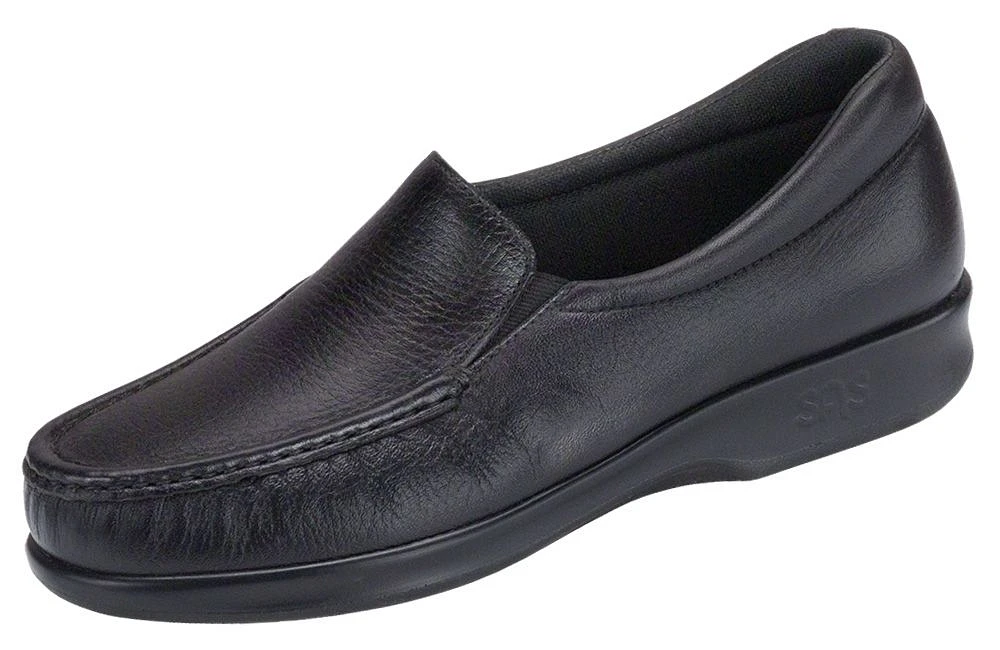 Twin Black Leather Slip-On Loafer