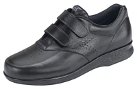 Vto Black Leather Velcro Walking Shoe