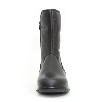 Shield Black Leather Mid-Calf Winter Boot