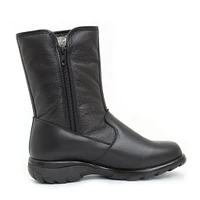 Shield Black Leather Mid-Calf Winter Boot