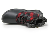 Amelia Black Red Flannel Lace-Up Boot