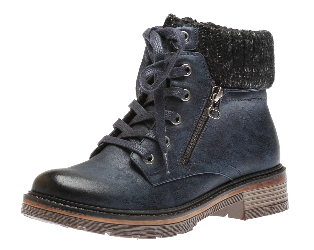 Amy Navy Lace-Up Ankle Boot