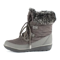 Snowflake Grey Lace-Up Winter Boot
