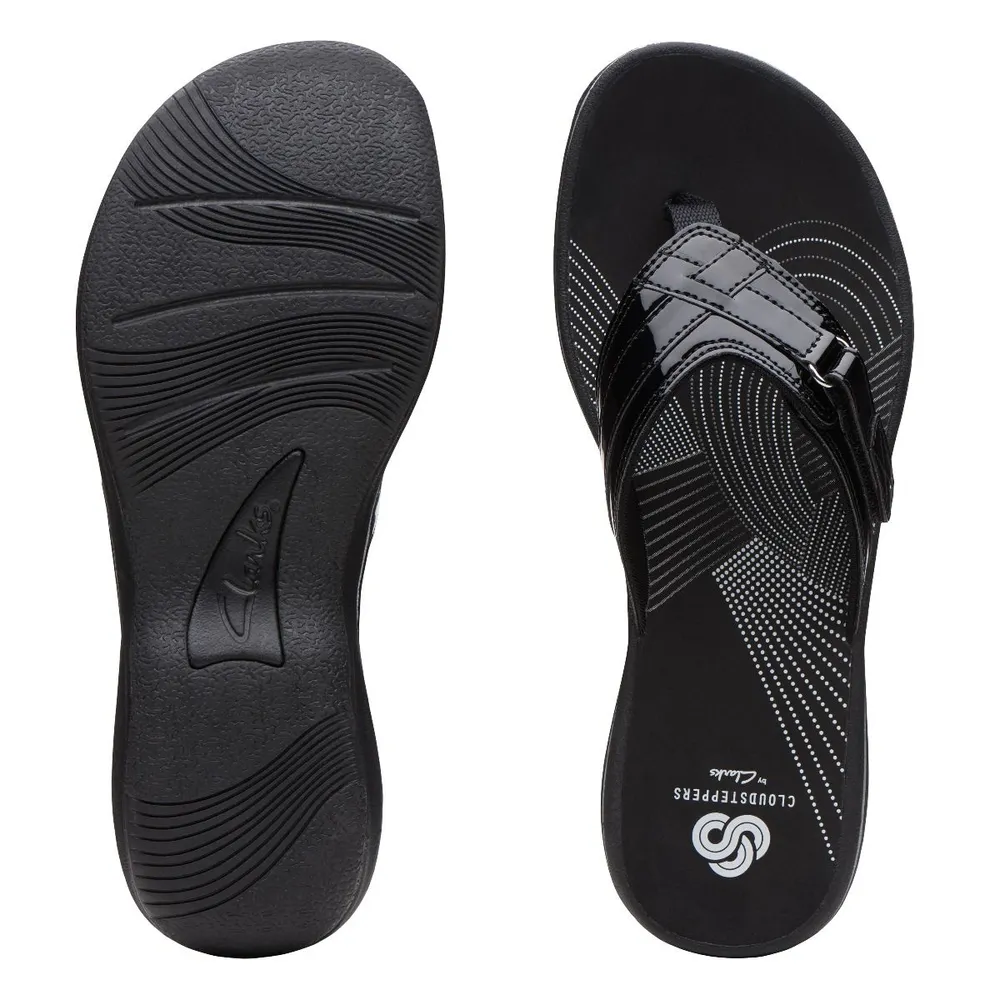 Breeze Sea Black Patent Thong Sandal