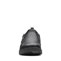 Un Adorn Zip Black Leather Slip-On