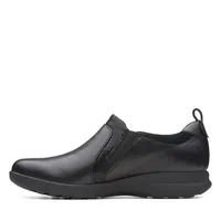 Un Adorn Zip Black Leather Slip-On