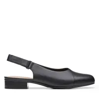 Juliet Pull Black Leather Slingback Heel