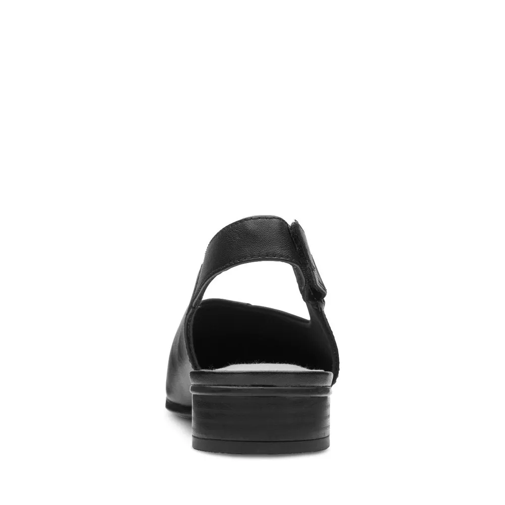 Juliet Pull Black Leather Slingback Heel