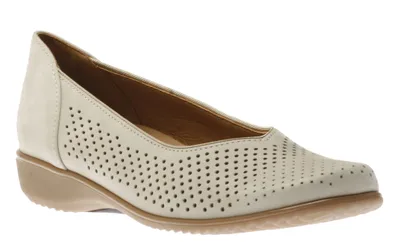 Avril Moon Nubuck Leather Perforated Ballet Flat
