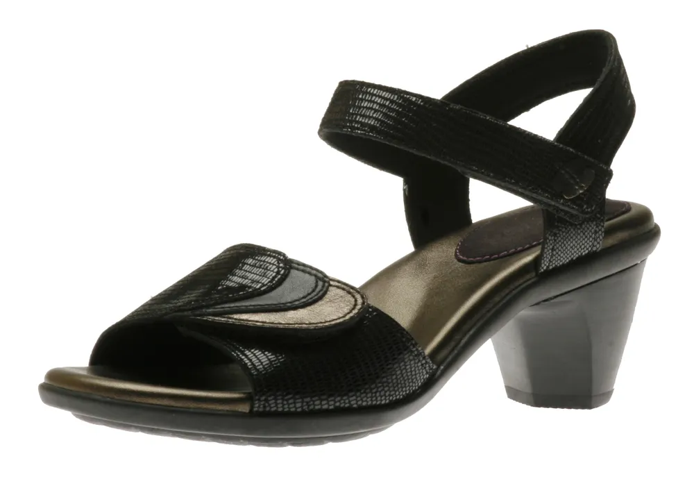 Medici Black Leather Heeled Sandal