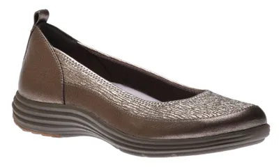 Quinn Pewter Leather Ballet Flat