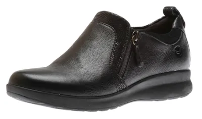 Un Adorn Zip Black Leather Slip-On