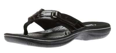 Breeze Sea Black Patent Thong Sandal