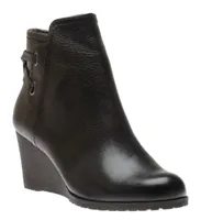 Lucinda Black Back Tie Ankle Wedge Boot