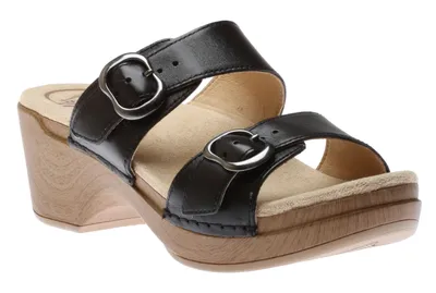 Sophie Black Leather Slide Sandal