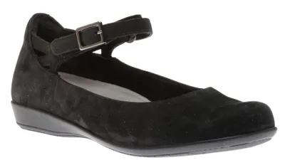 Alder Alma Black Leather Strap Flat Shoe
