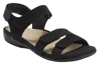 Amal Black Leather Adjustable Strappy Sandal