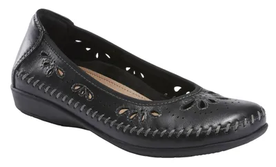Alder Azza Black Perforated Leather Ballet Flat