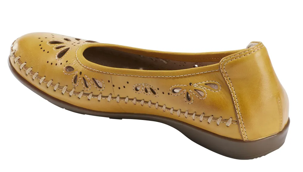 Alder Azza Orca Yellow Perforated Leather Ballet Flat