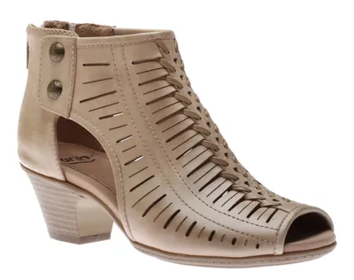 Carson Vicki Pecan Leather Cutout Heeled Sandal