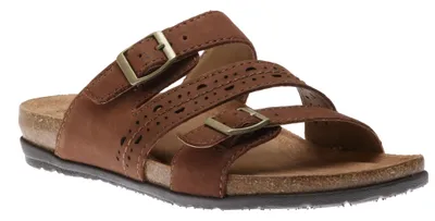 Felix Bark Brown Perforated Strappy Slide Sandal