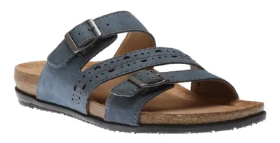 Felix Moroccan Blue Perforated Strappy Slide Sandal