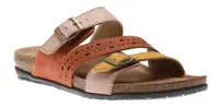 Felix Amber Yellow Multicolour Perforated Strappy Slide Sandal