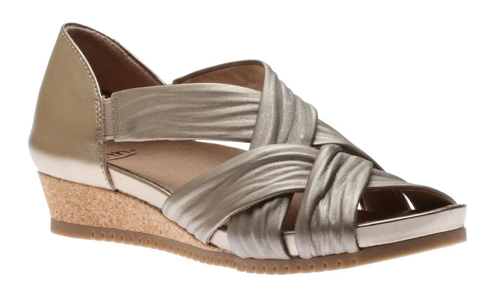 Ficus Gemini Gold Leather Wedge Sandal