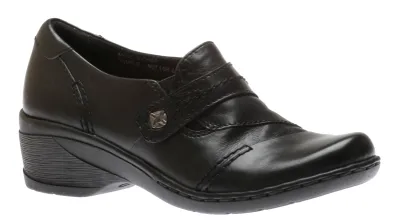 Gina Black Leather Slip-On Shoe