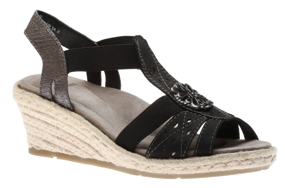 Naples Nanci Black Espadrille Wedge Sandal