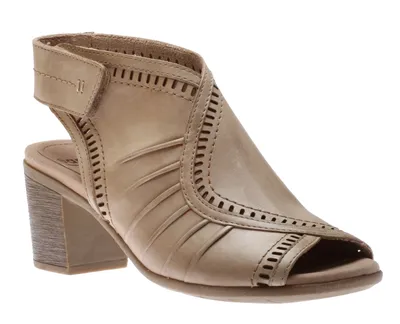 Steph Moza Pecan Leather Peep Toe Heel Sandal