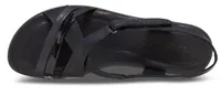 Felicia Sandal Black Leather Adjustable Strap Wedge