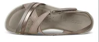 Felicia Grey Rose Leather Adjustable Strap Wedge Sandal